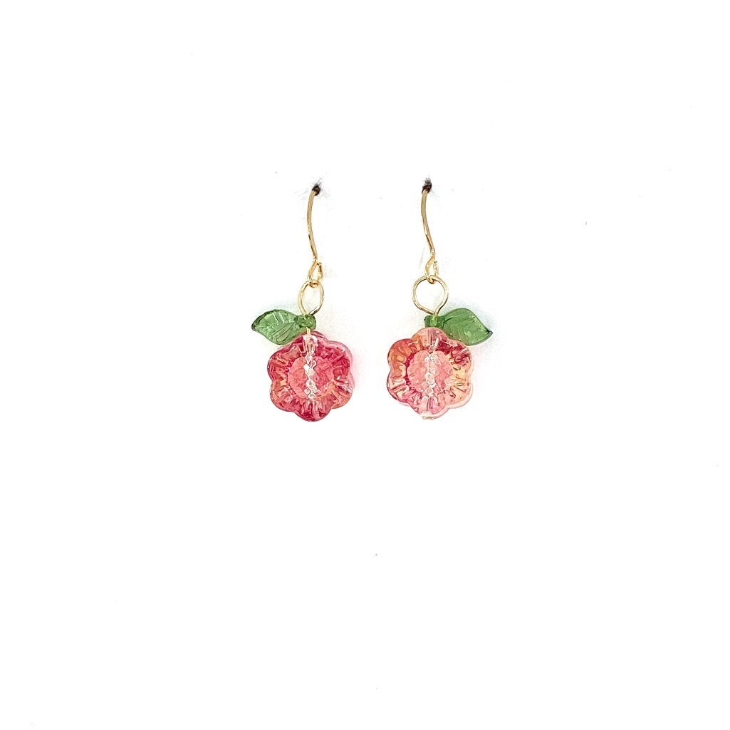 Glass Flower Earrings Nwt